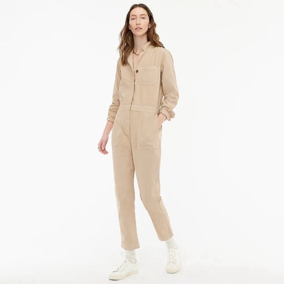 J. Crew Foundry Chino Coveralls Jumpsuit W’s 2 Khaki AW339 Minimalist Utility - Picture 2 of 16